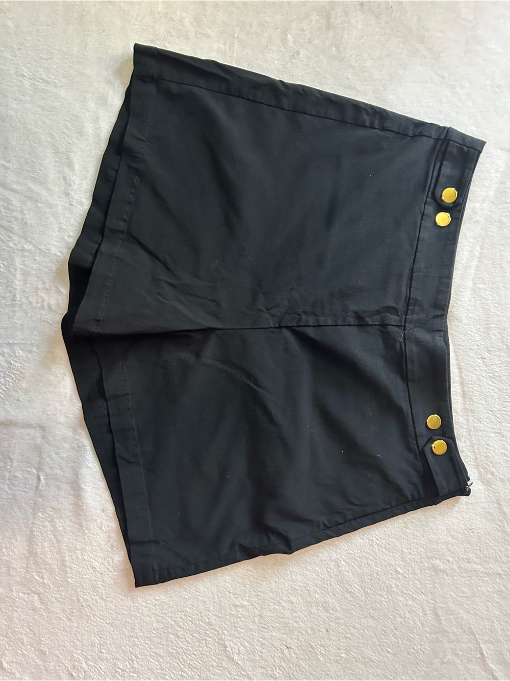 INC International Concepts Black High-Waist Shorts with Gold Buttons